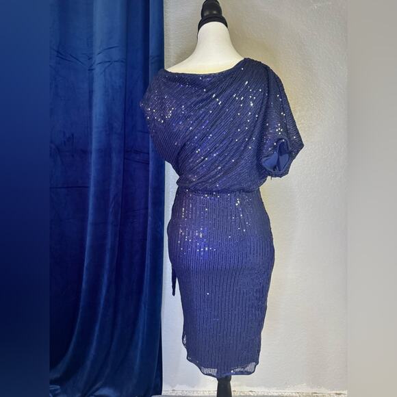 Grace Karin Blue Sequin One Shoulder Dress NWT | Size M - Picture 3 of 6
